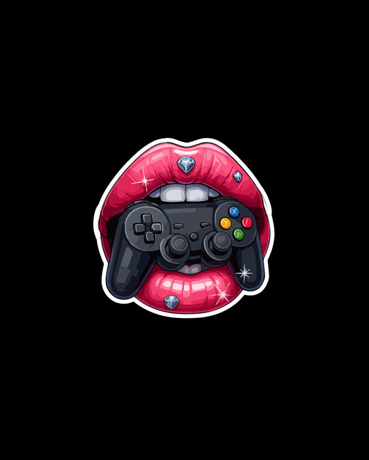 Gamer Glam Lips Sticker | Controller Bite Edition