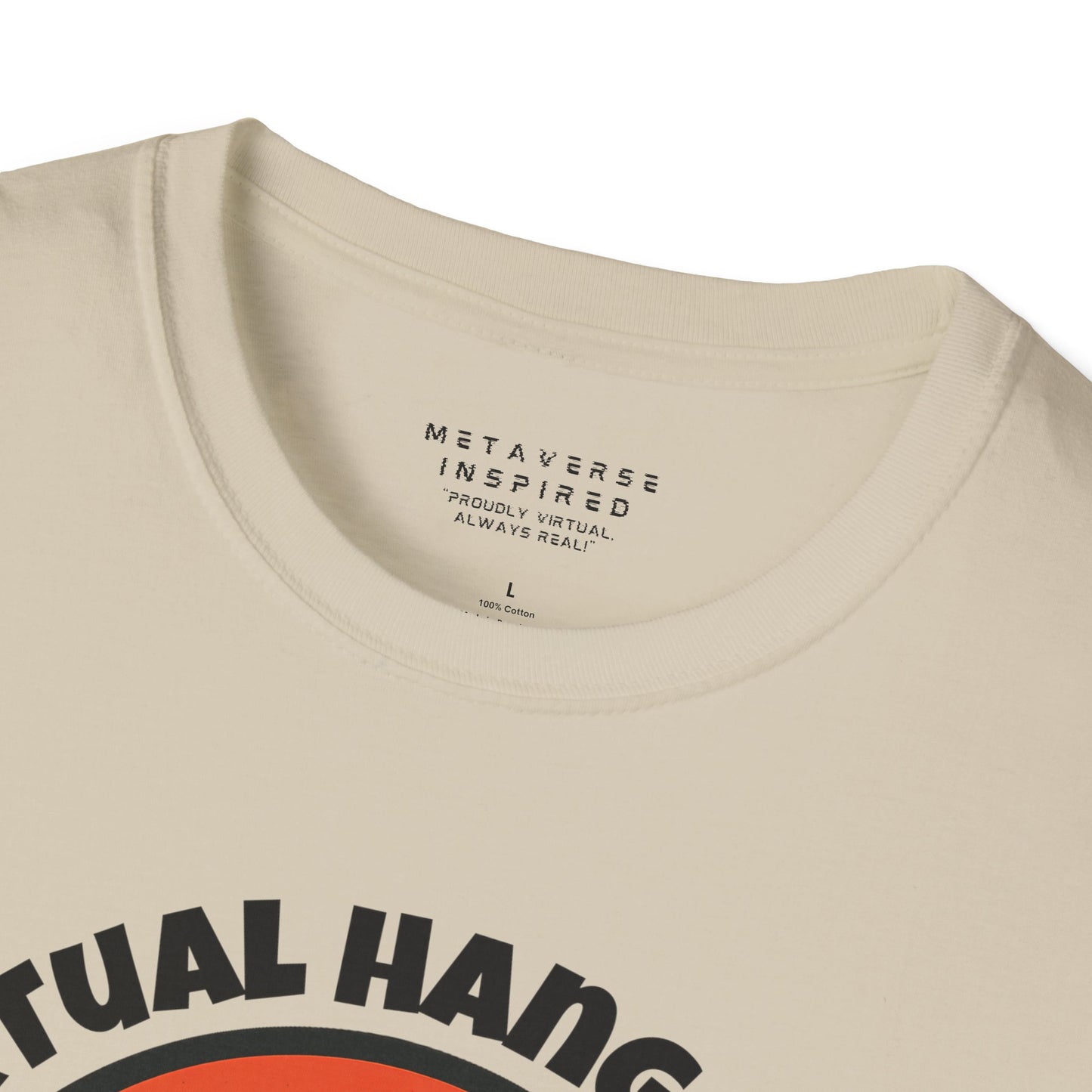 a closeup of the collar of a beige tshirt by metaverseinspired
