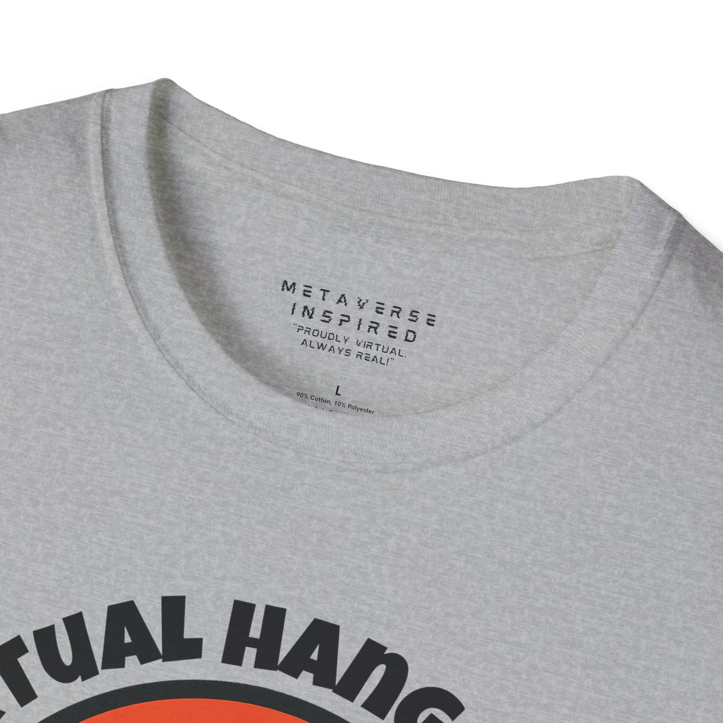 a closeup of the collar of a gray tshirt by metaverseinspired