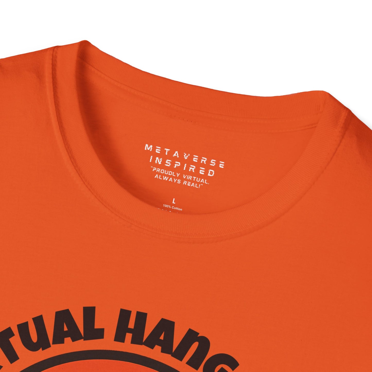a closeup of the collar of an orange tshirt by metaverseinspired