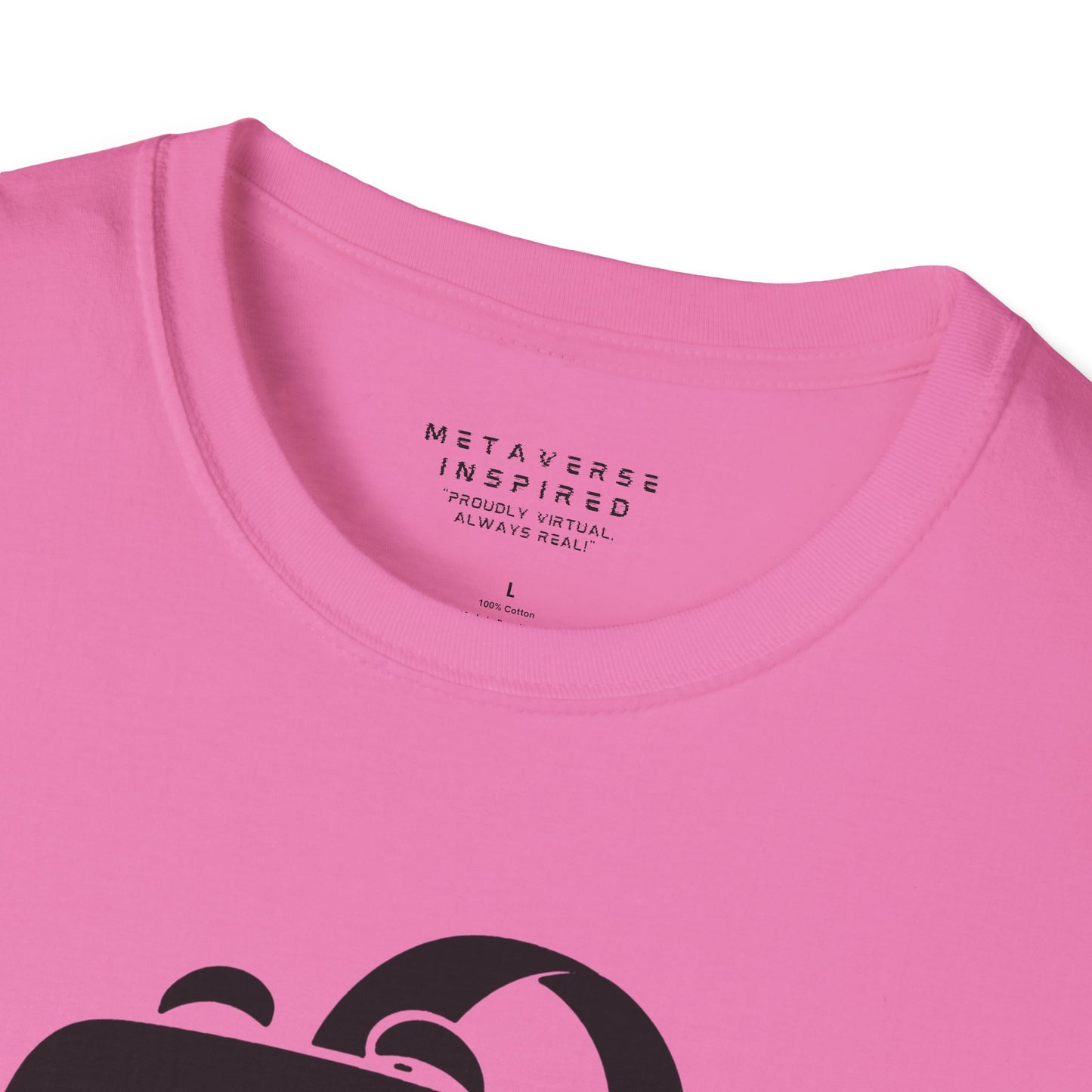 a closeup of the collar of a pink colored tshirt by metaverseinspired