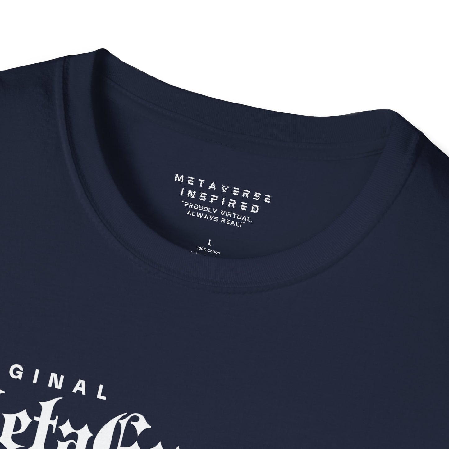 closeup of navy tshirt by metaverseinspired