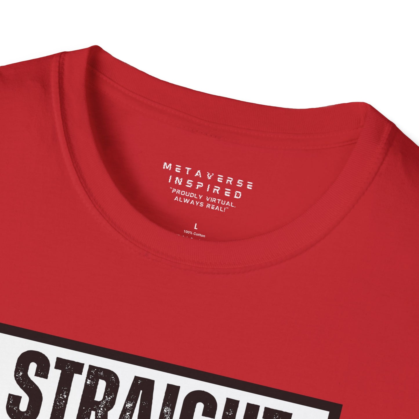 a closeup of the collar of a red colored tshirt by metaverseinspired