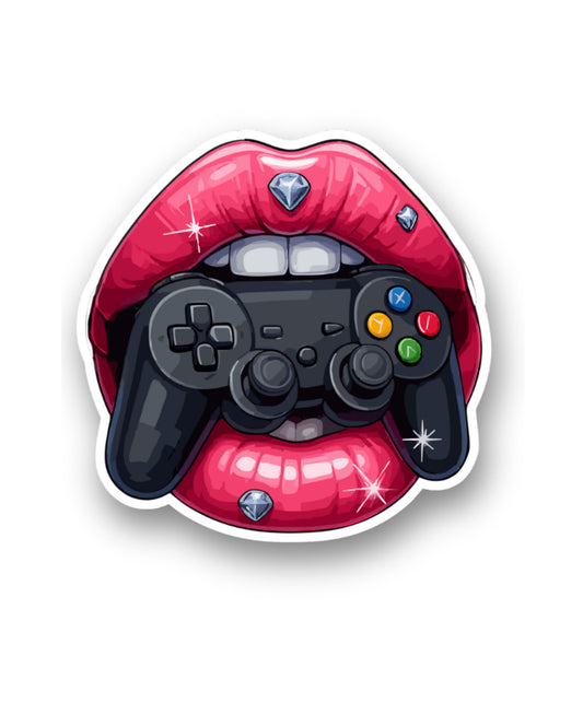 Gamer Glam Lips Sticker | Controller Bite Edition