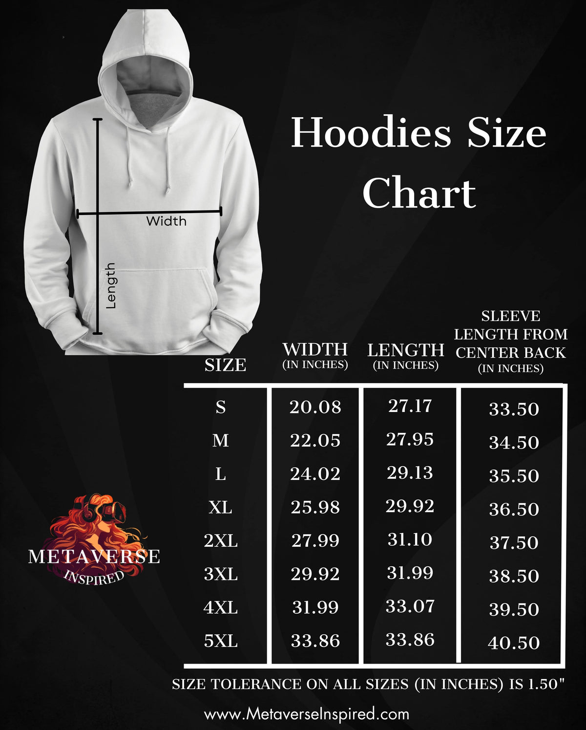 Size chart for Virtual Me Loading