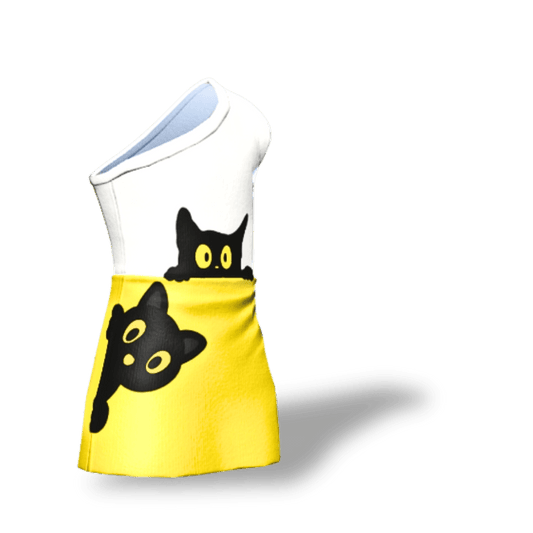 Peekaboo Cats | Virtual One-Shoulder Dress