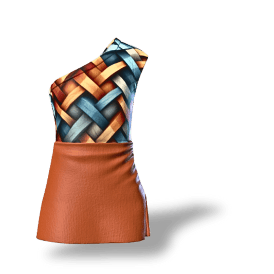 Woven Pattern Top | Virtual One-Shoulder Dress