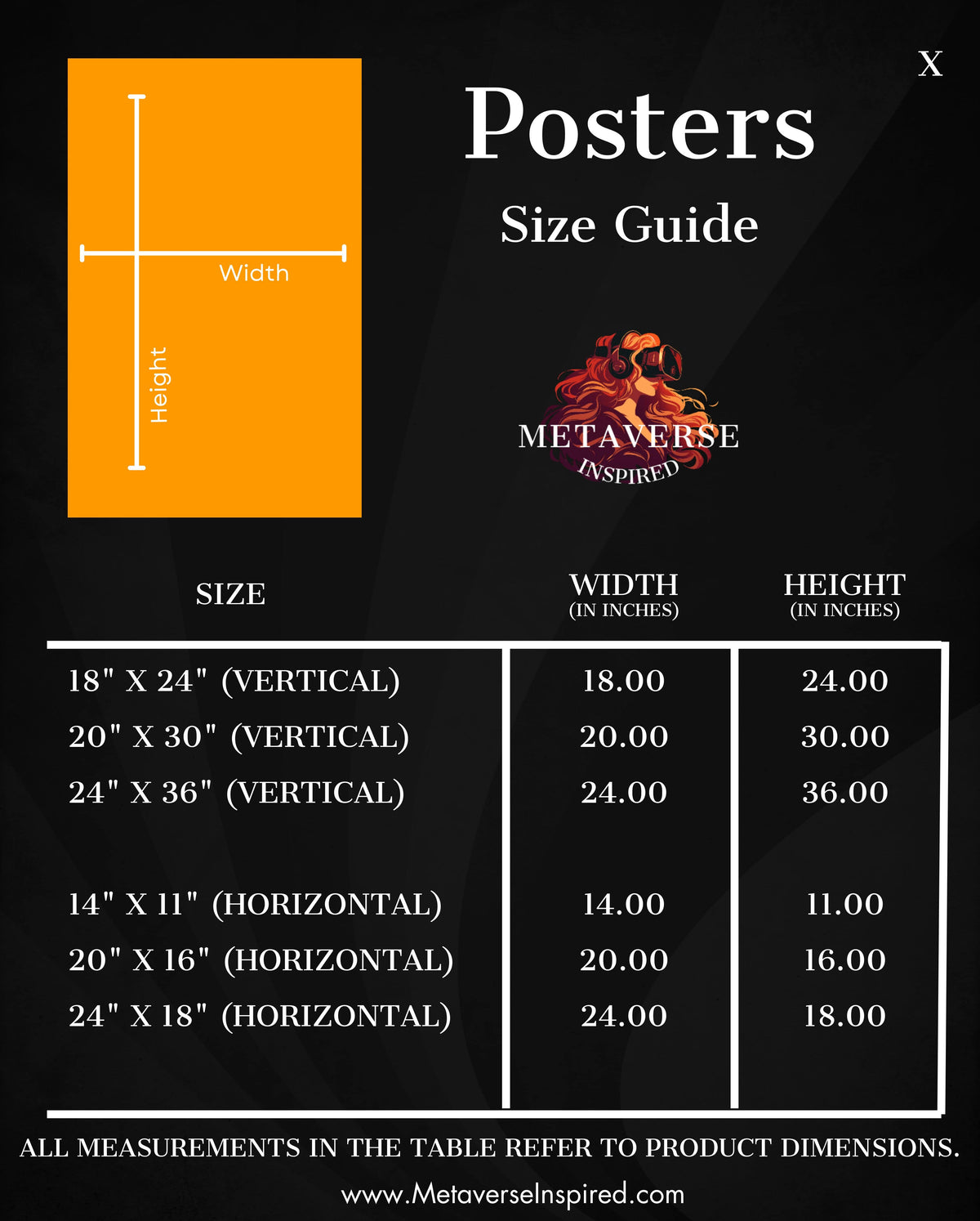 Size chart for Cybernetic Symphony | Metaverse | Poster