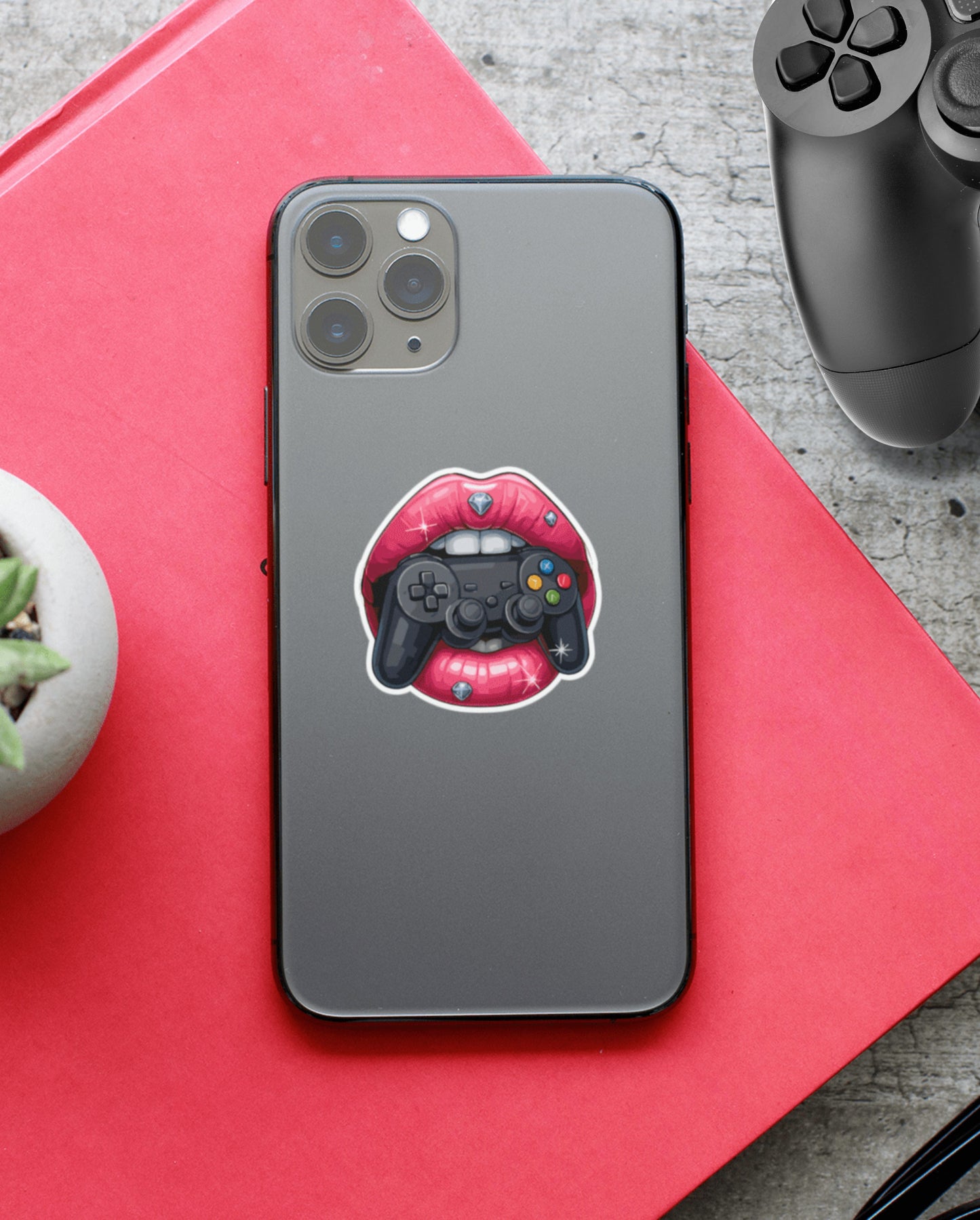 Gamer Glam Lips Sticker | Controller Bite Edition