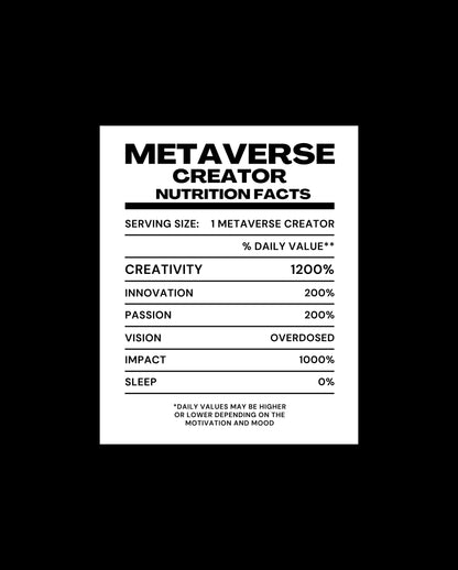 Metaverse Creator Nutrition Facts Sticker