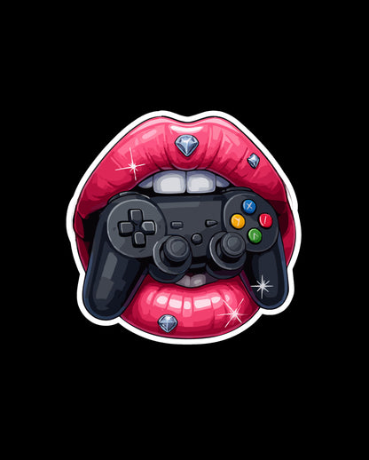 Gamer Glam Lips Sticker | Controller Bite Edition