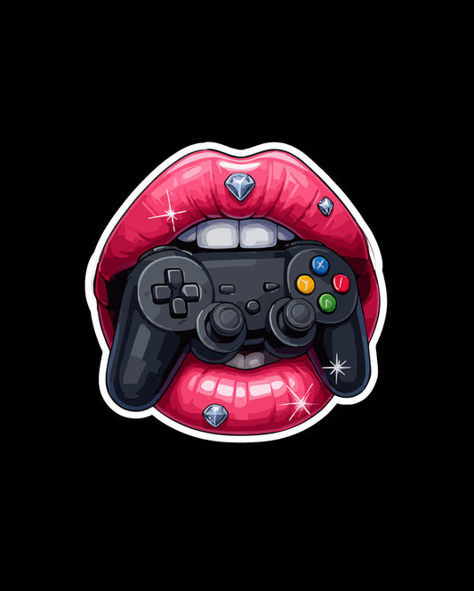 Gamer Glam Lips Sticker | Controller Bite Edition