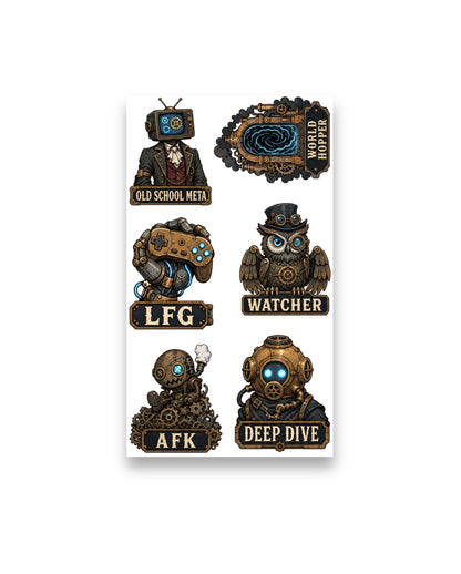 14 Steampunk-Style Stickers Pack 2 (3 Sheets)