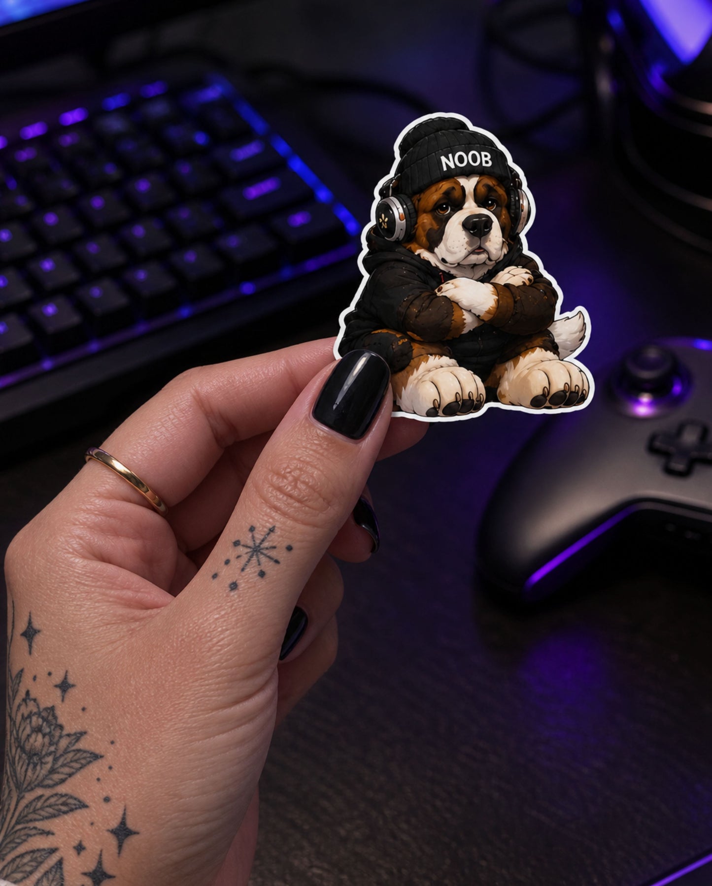 Saint Bernard Gamer Sticker Pack | 11 Gaming Dog Stickers (2 Sheets)