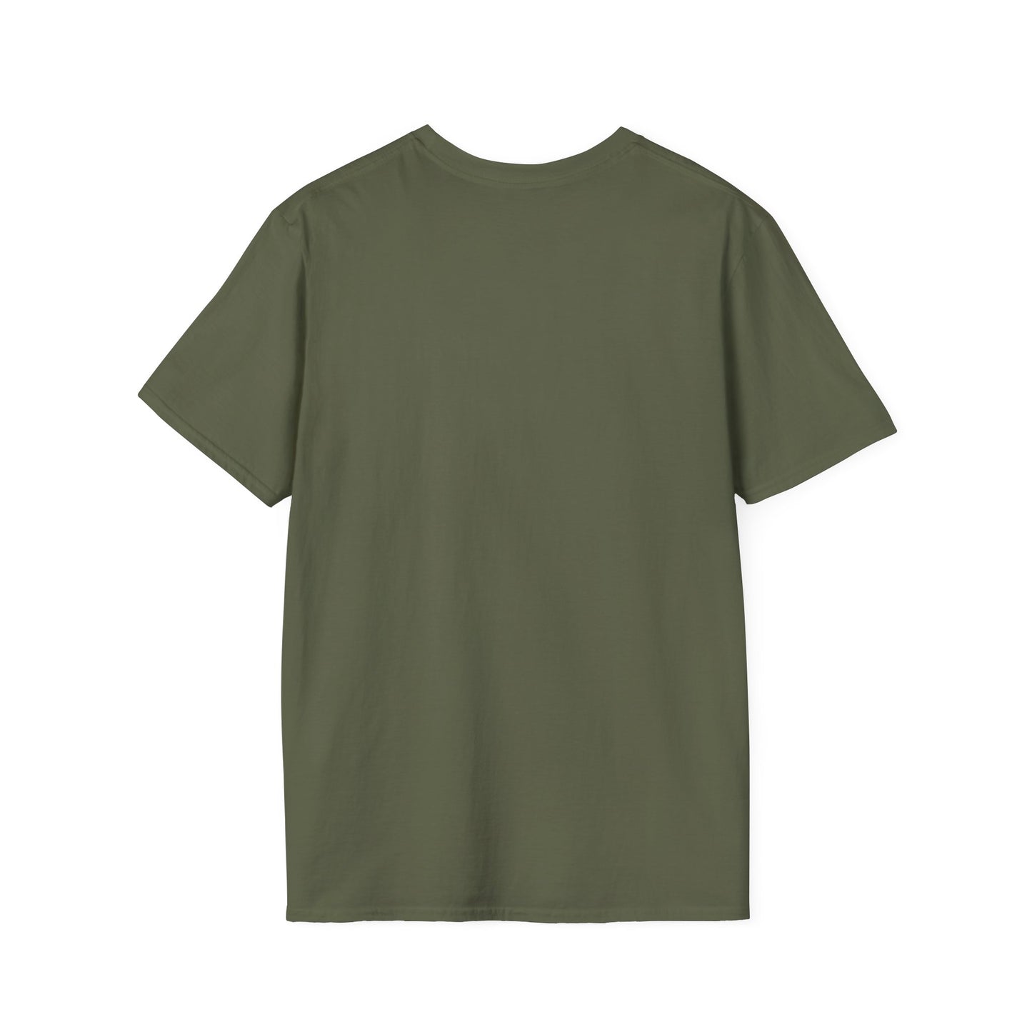 back of metaverse inspired military green tshirt