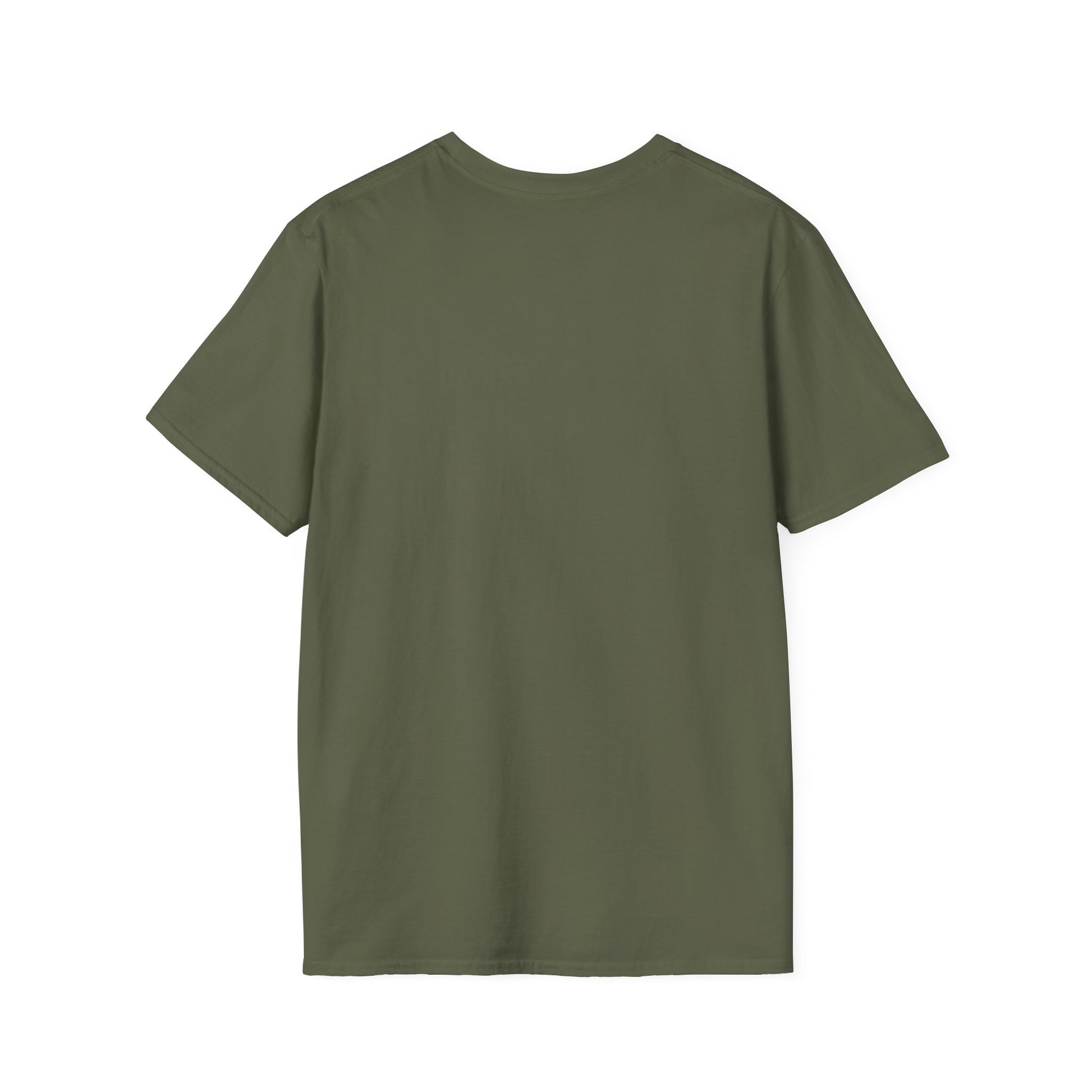 back of metaverse inspired military green tshirt