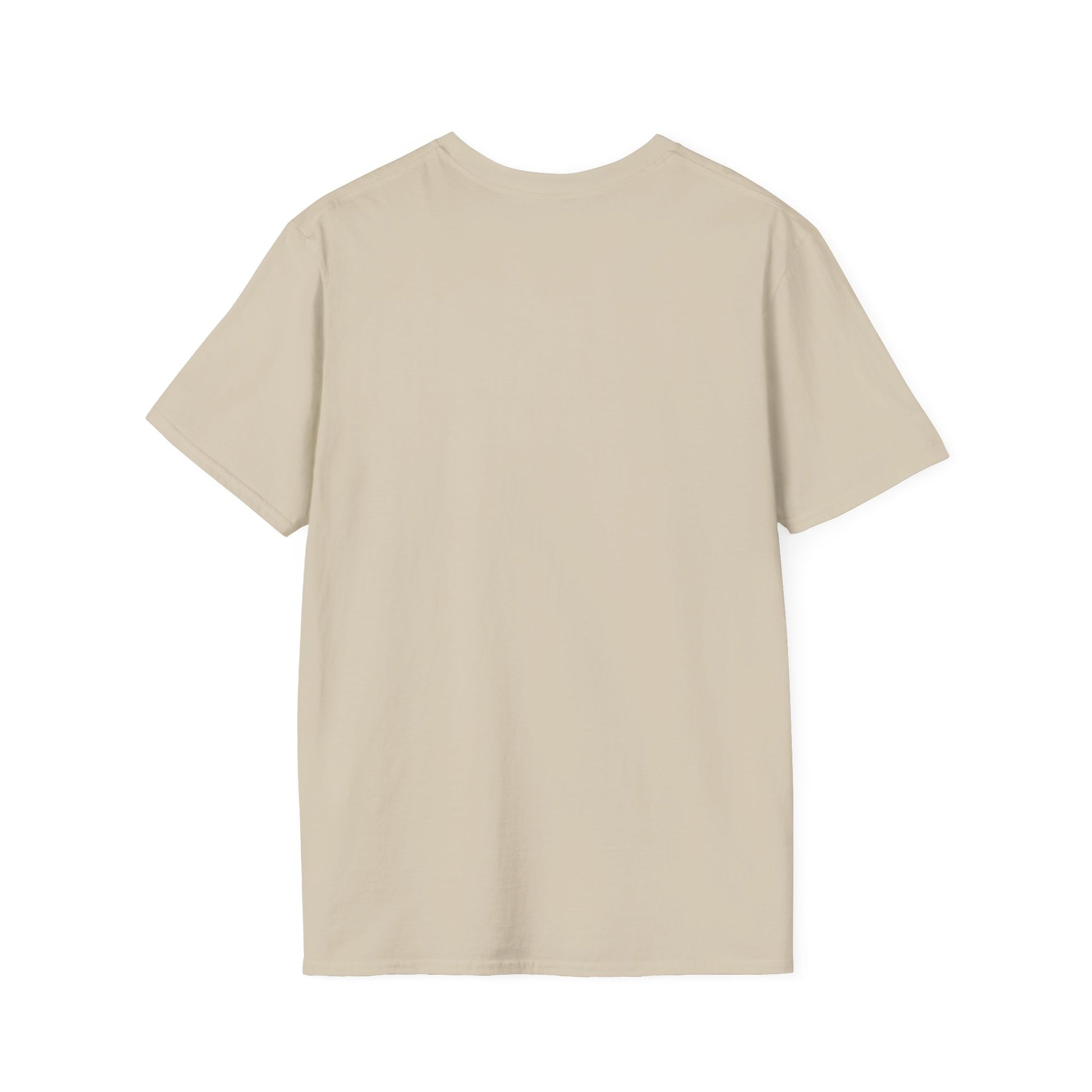 back of metaverse inspired sand colored graphic tshirt