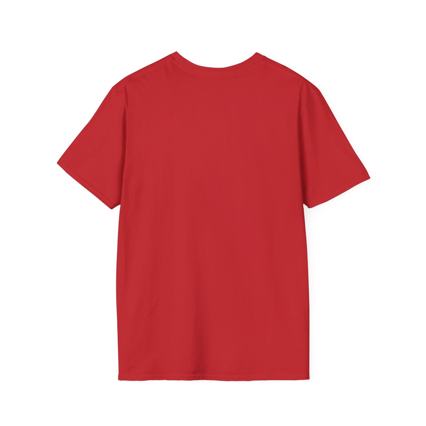 the back of a red t-shirt on a white background