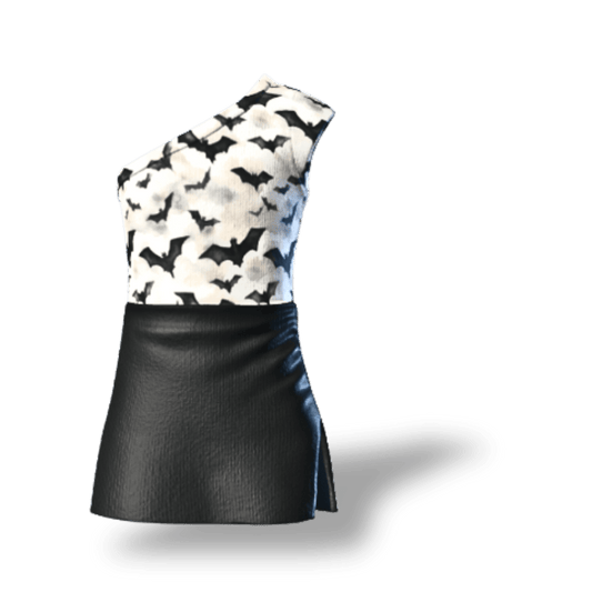Midnight Flight [Bats] | Virtual One-Shoulder Dress