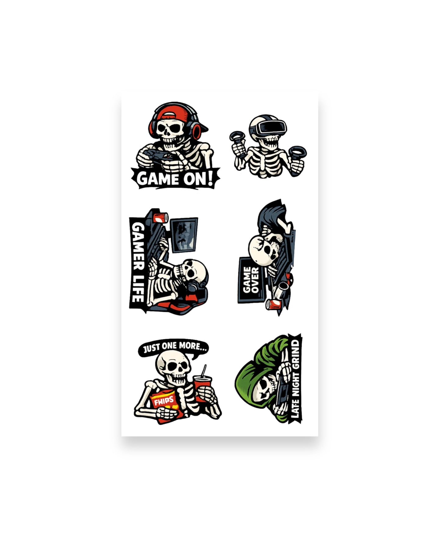 Dead Serious About Gaming | Skeleton Gamer Sticker Pack (4 Sheets)