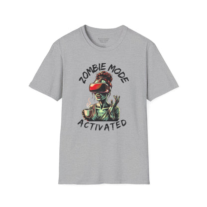 front of grey zombie mode activated metaverse inspired shirt
