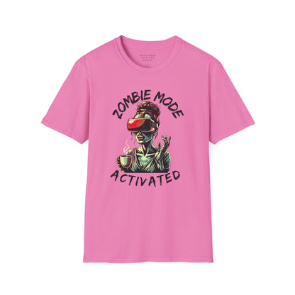 front of pink zombie mode activated metaverse inspired shirt