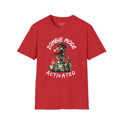 front of red zombie mode activated metaverse inspired shirt