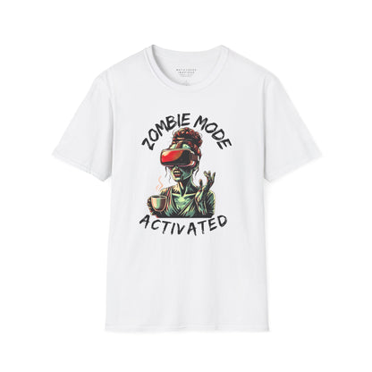 front of white zombie mode activated metaverse inspired shirt