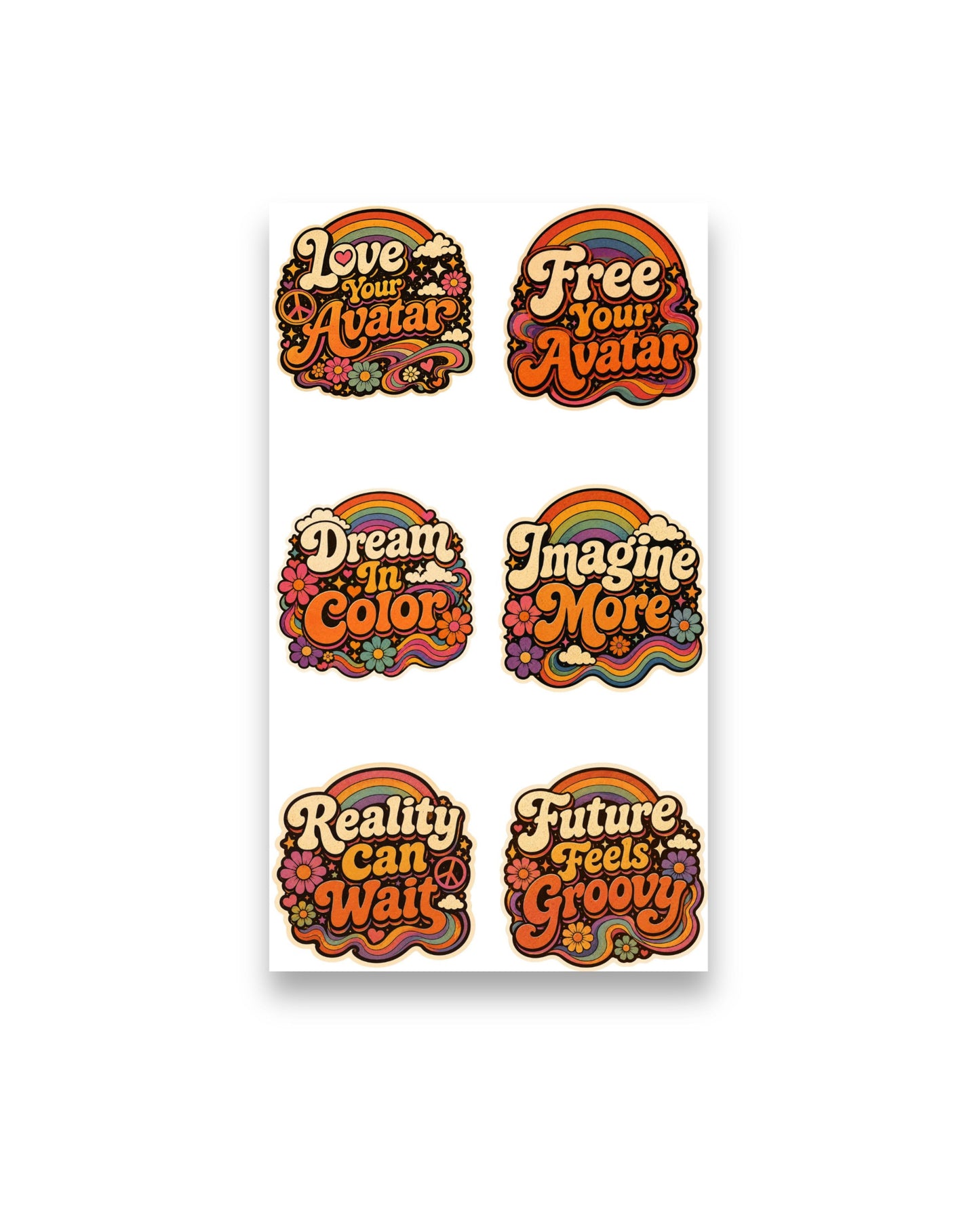 Groovy Metaverse Sticker Pack | 18 Retro VR & Gaming Stickers (3 Sheets)