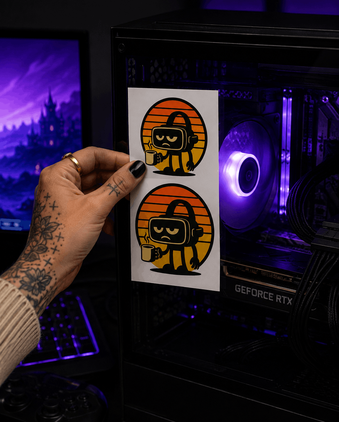 Virtual Hangover, Real Coffee | VR Sticker Set (1 Sheet)
