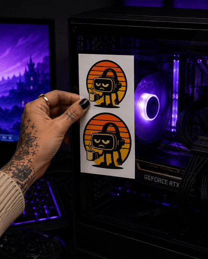 Virtual Hangover, Real Coffee | VR Sticker Set (1 Sheet)