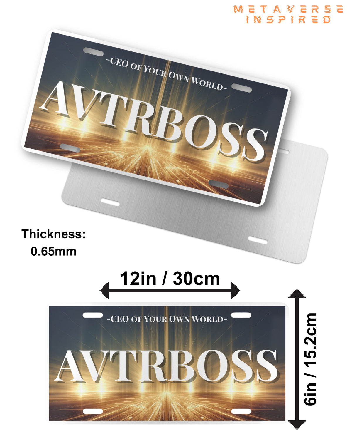 Size chart for AVTRBOSS | Vanity License Plate