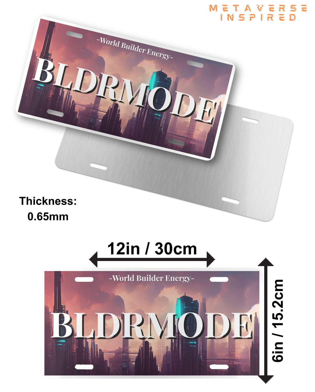 Size chart for BLDRMODE | Vanity License Plate