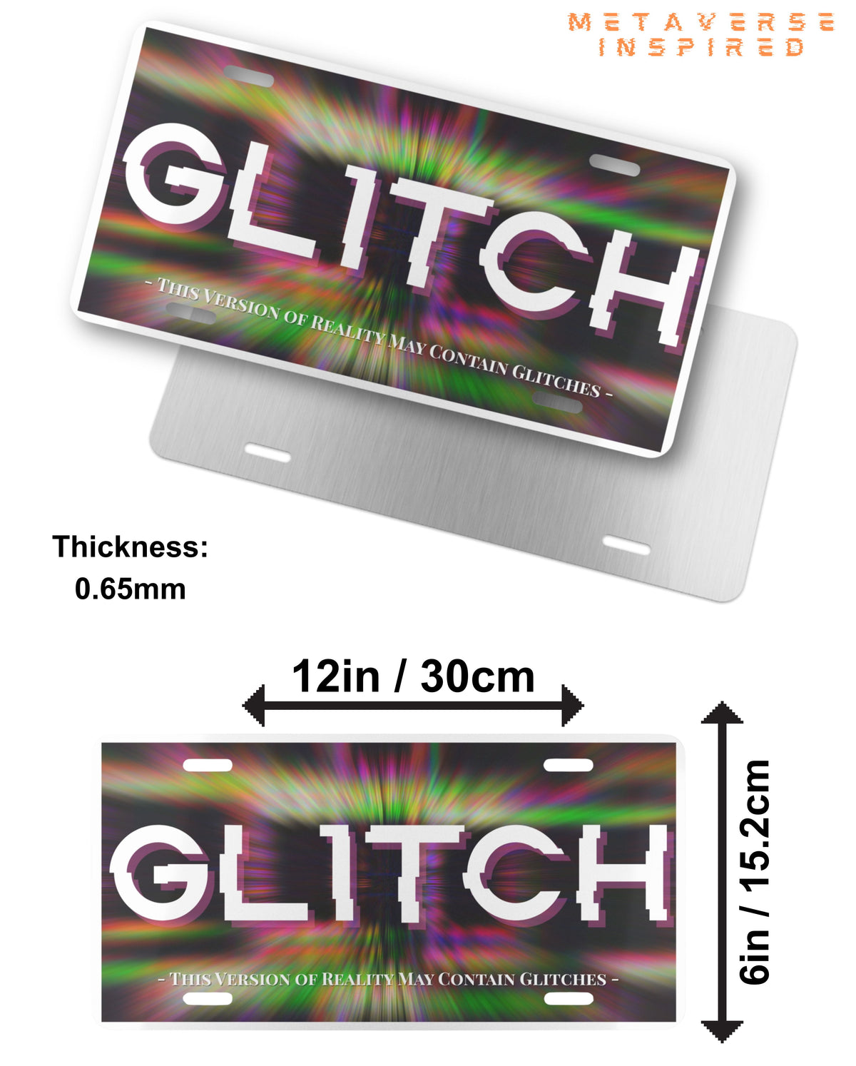 Size chart for GLITCH | Vanity License Plate
