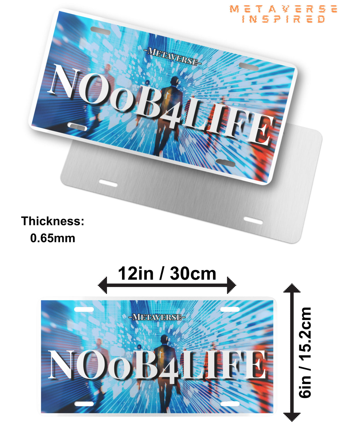 Size chart for NOoB4LIFE | Vanity License Plate