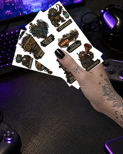 14 Steampunk-Style Stickers Pack 2 (3 Sheets)