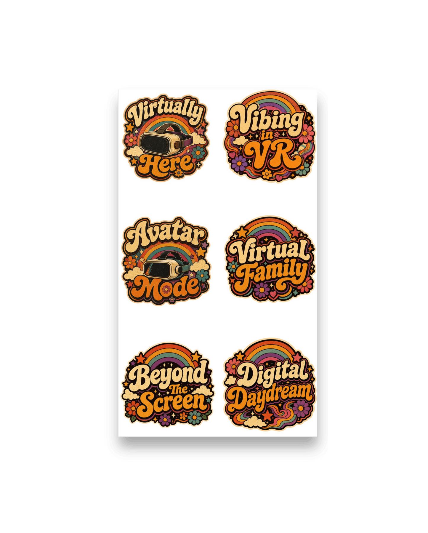 Groovy Metaverse Sticker Pack | 18 Retro VR & Gaming Stickers (3 Sheets)